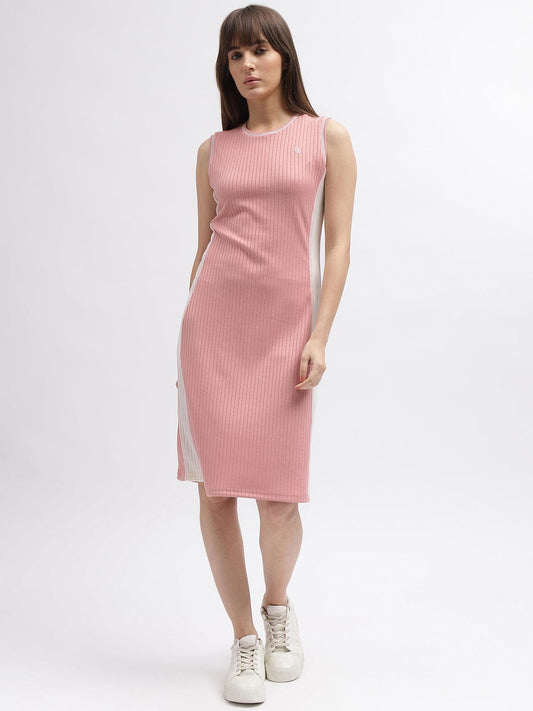 Iconic Women Pink Round Neck Dress