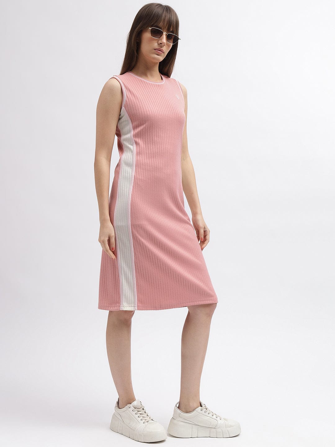 Iconic Women Pink Round Neck Dress