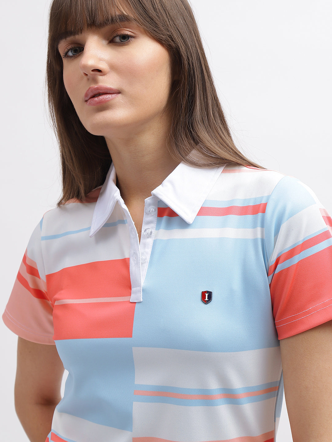 Iconic Women Multi Colour blocked Shirt Collar Short Sleeves Dress