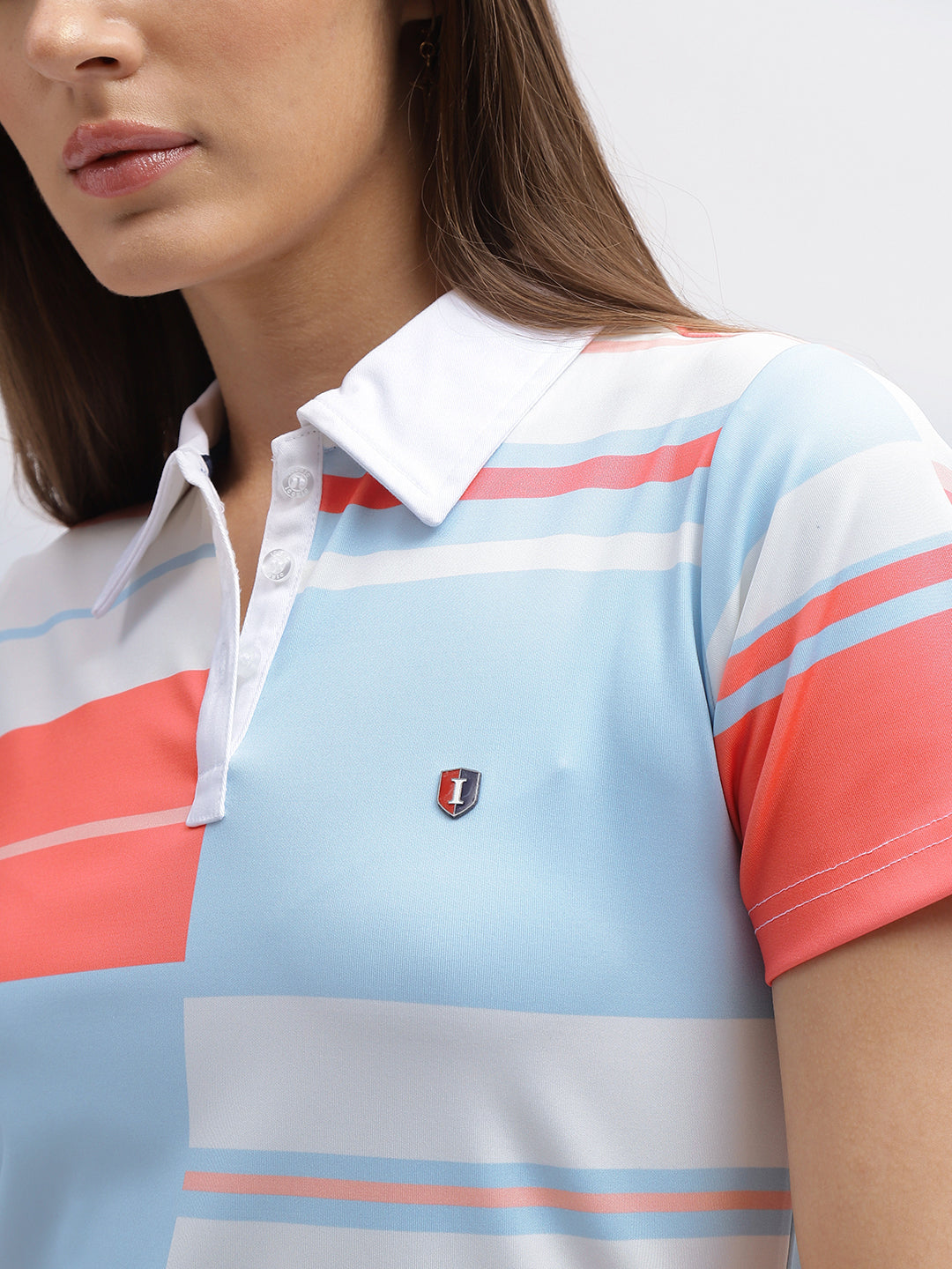 Iconic Women Multi Colour blocked Shirt Collar Short Sleeves Dress