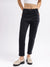 Iconic Women Black Colour blocked Slim Straight Fit Mid-Rise Jeans