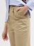 Iconic Women Khaki Solid Regular Fit Mid-Rise Trouser
