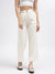 Iconic Women Off White Solid Regular Fit Trouser