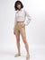 Iconic Women Beige Solid Regular Fit Shorts