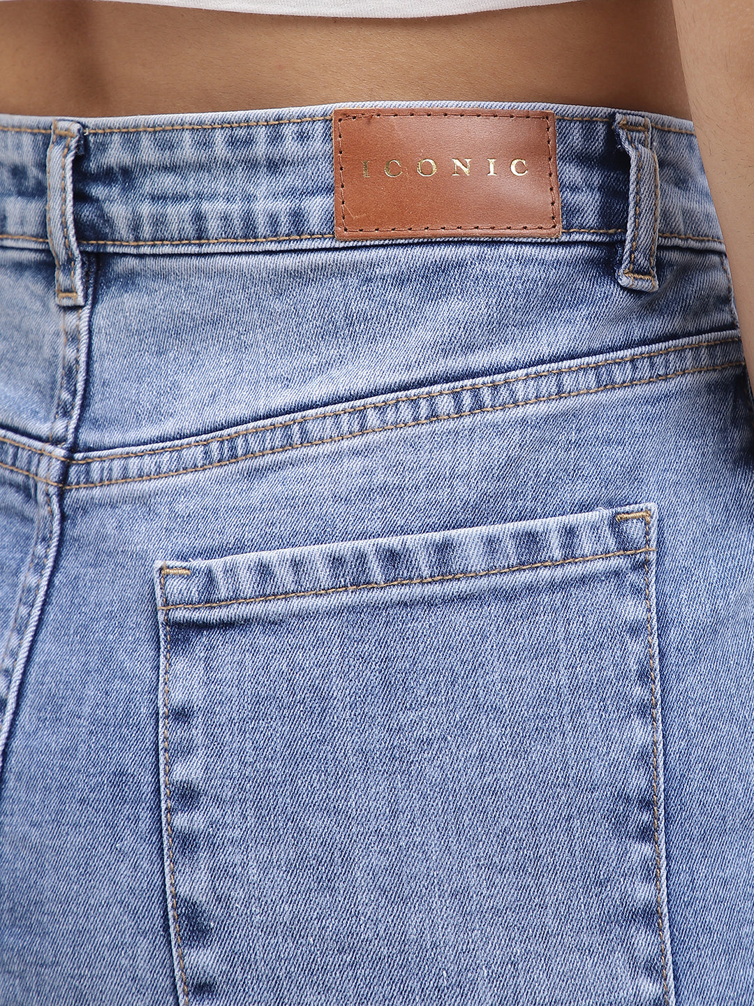 Iconic Women Blue Solid Regular Fit Skirt