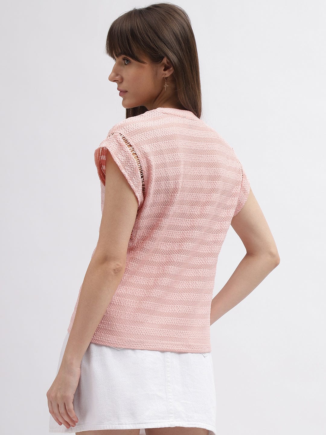 Iconic Women Pink V Neck Tshirt