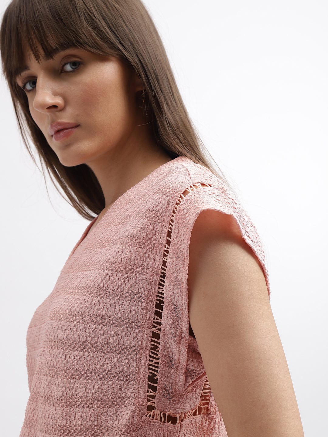 Iconic Women Pink V Neck Tshirt