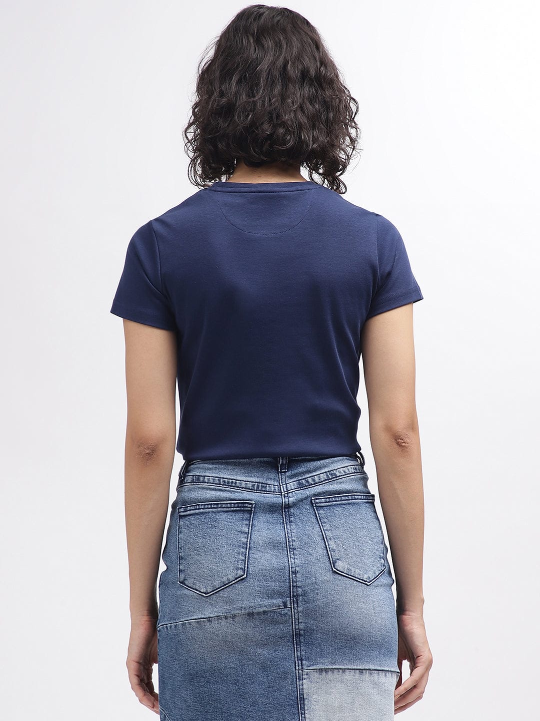Iconic Women Blue Round Neck Tshirt