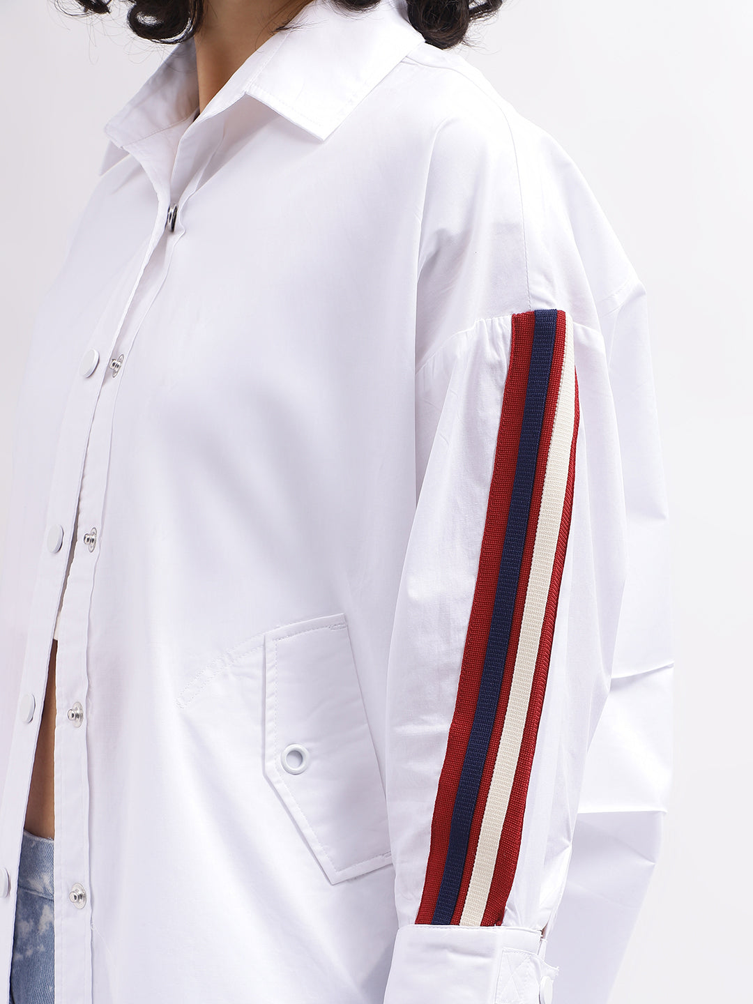 Iconic Women White Solid Spread Collar Full Sleeves Shirt