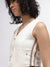 Iconic Women Off White Solid V-Neck Sleeveless Waist Coat