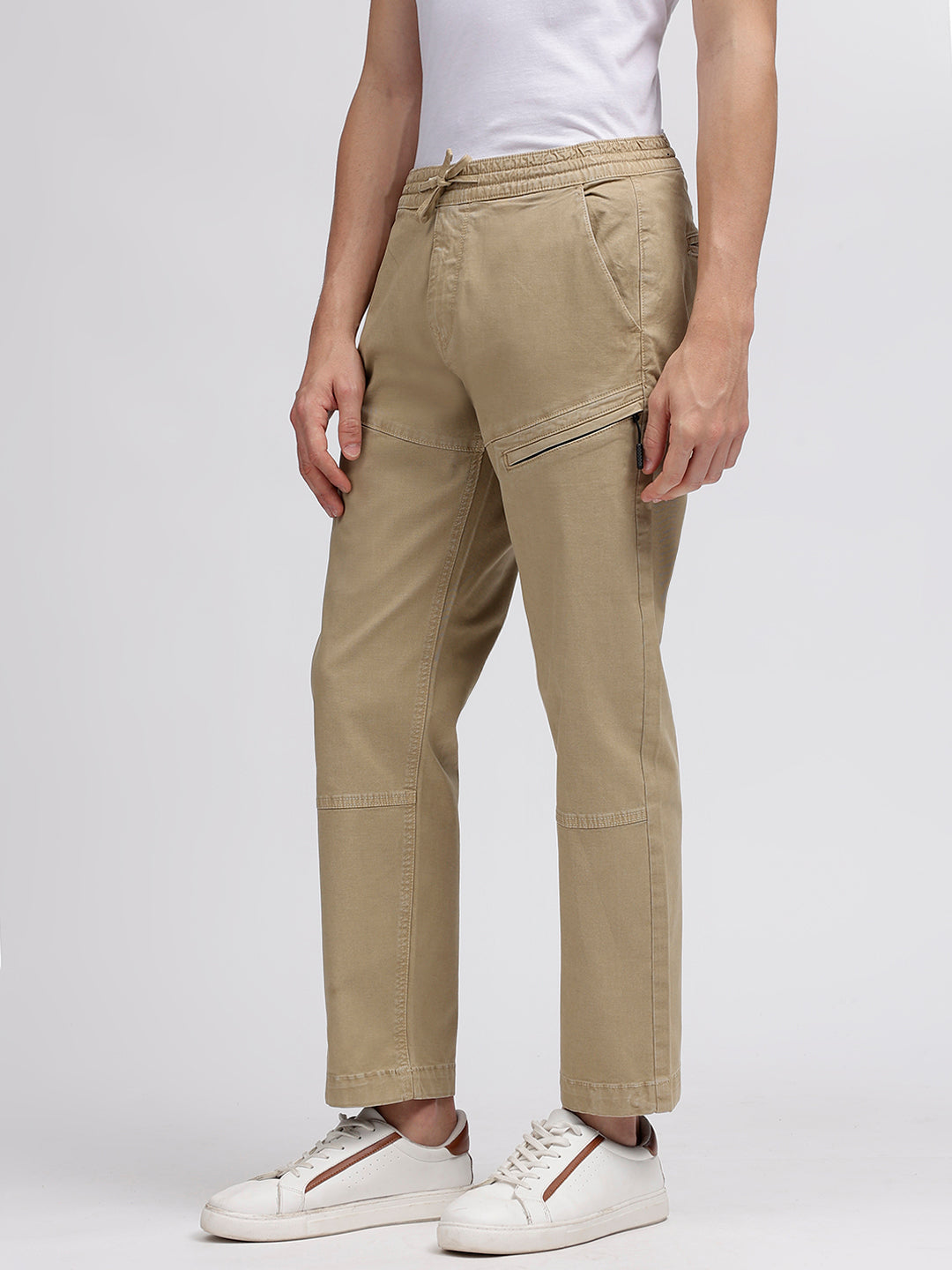 Iconic Men Beige Regular Fit Trouser
