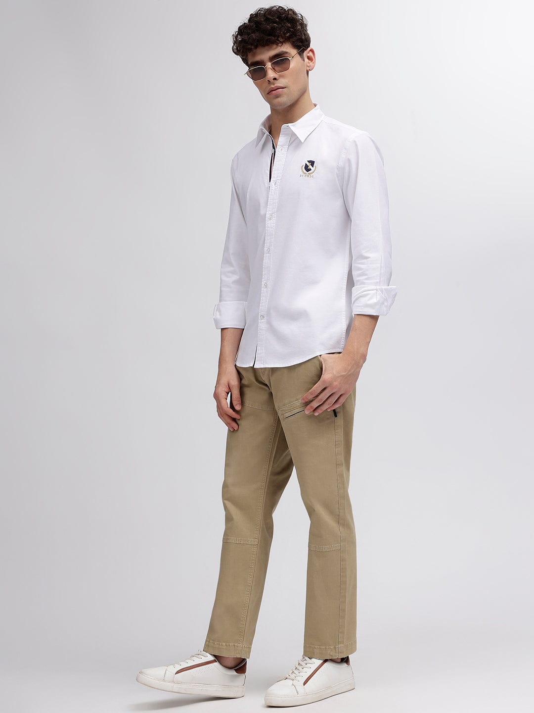 Iconic Men Beige Regular Fit Trouser