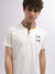 Iconic Men White Solid Band Collar Short Sleeves T-Shirt