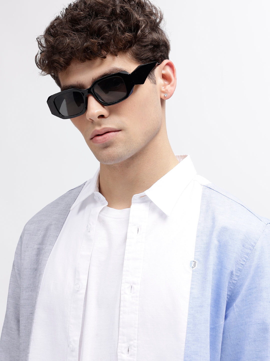 Iconic Men Multi Colour Blocked Spread Collar Full Sleeves Shirt