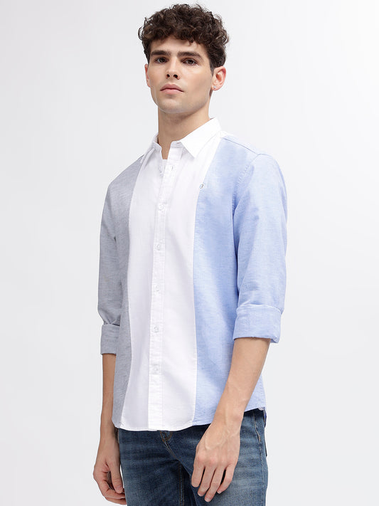 Iconic Men Multi Colour Blocked Spread Collar Full Sleeves Shirt