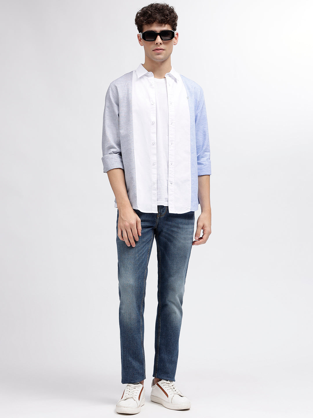 Iconic Men Multi Colour Blocked Spread Collar Full Sleeves Shirt