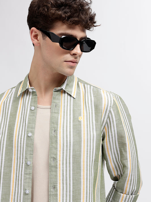 Iconic Men Multi Striped Spread Collar Full Sleeves Shirt