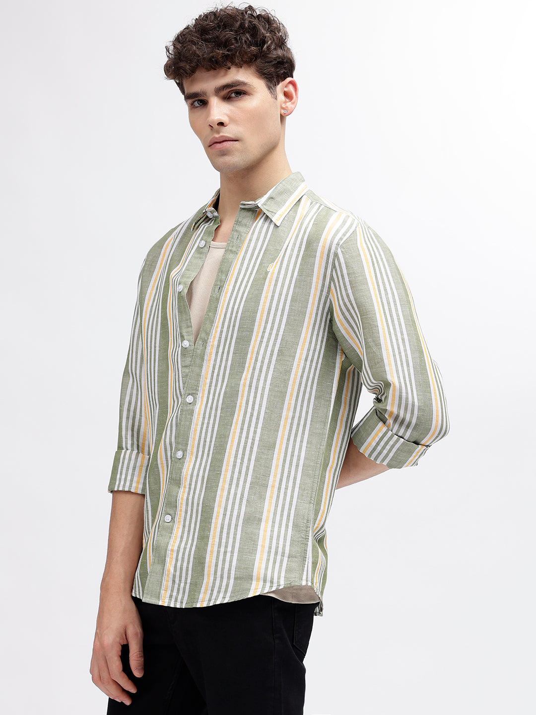 Iconic Men Multi Striped Spread Collar Full Sleeves Shirt