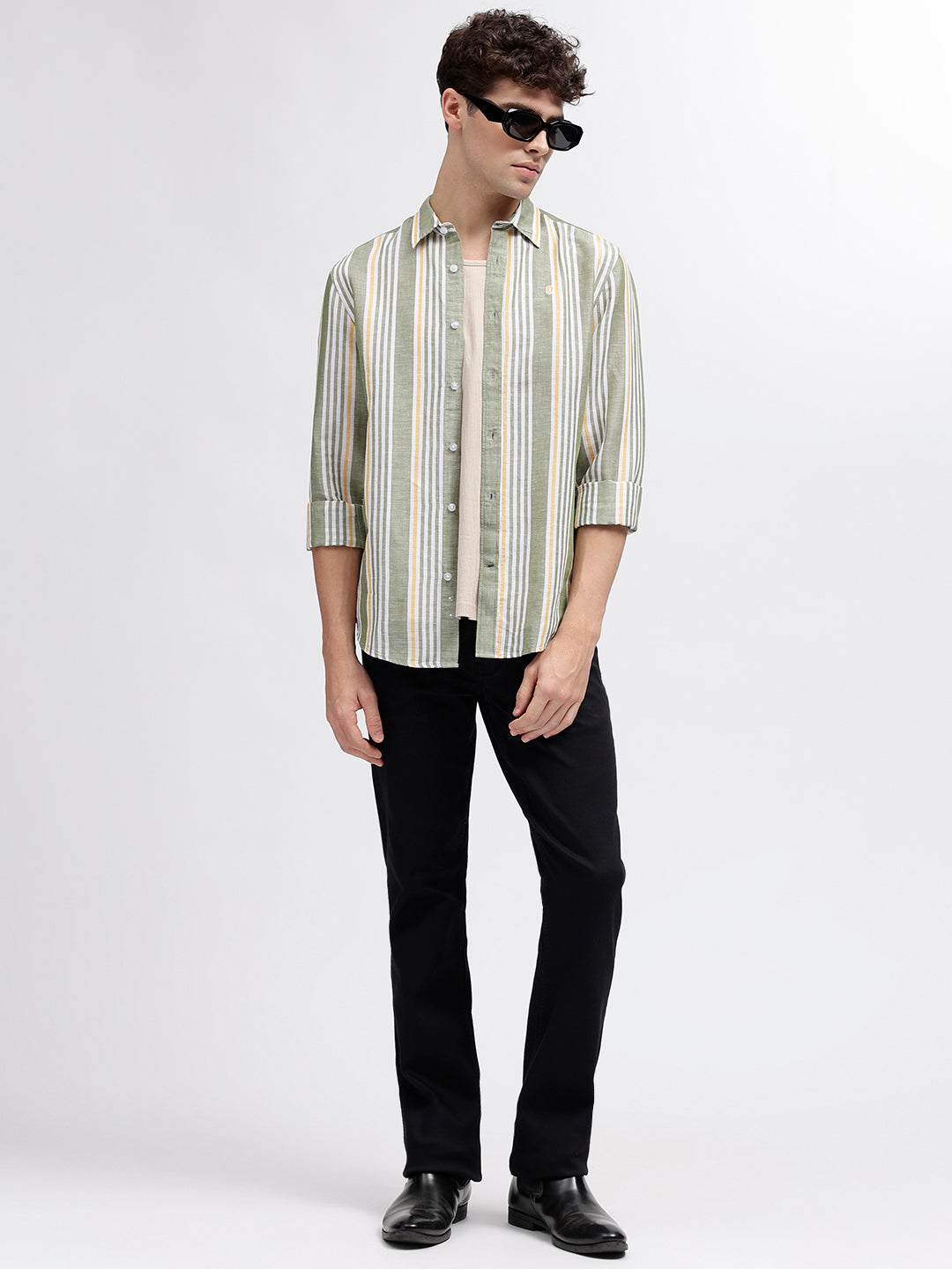 Iconic Men Multi Striped Spread Collar Full Sleeves Shirt