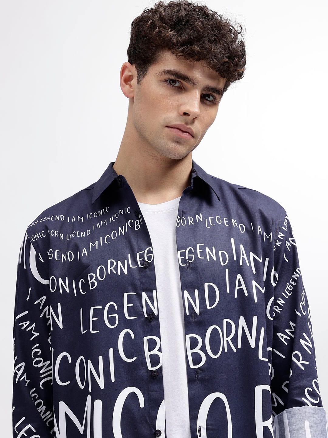 Iconic Men Blue Shirt Collar Shirt