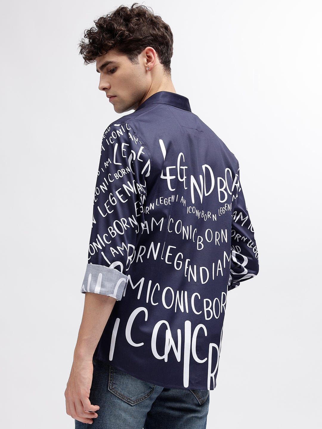 Iconic Men Blue Shirt Collar Shirt