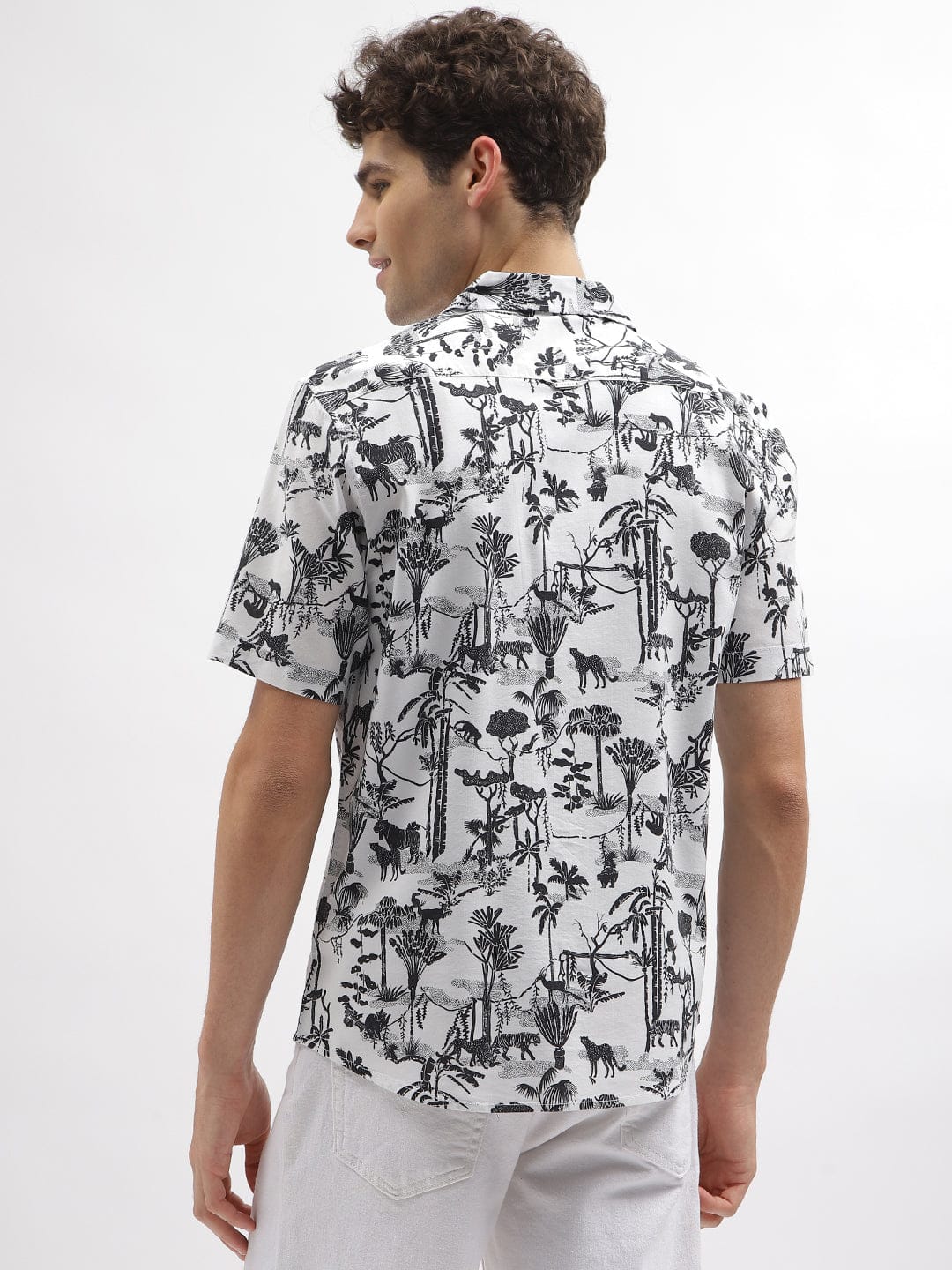 Iconic Men Black Resort Collar Shirt