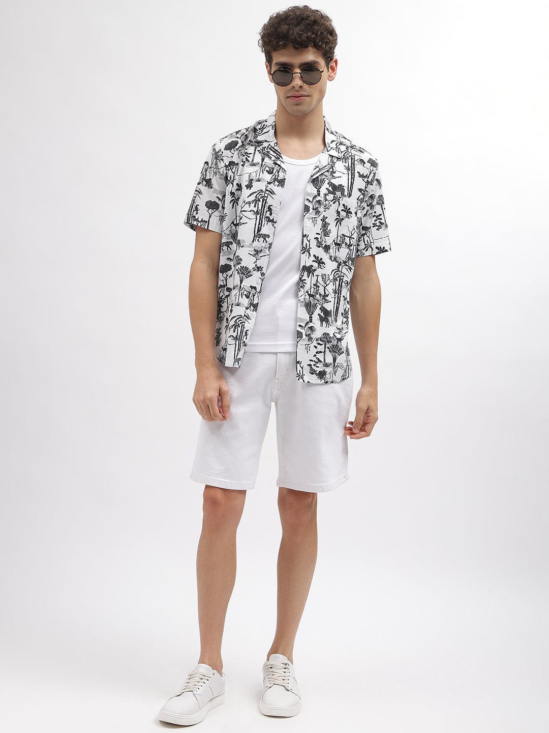 Iconic Men Black Resort Collar Shirt