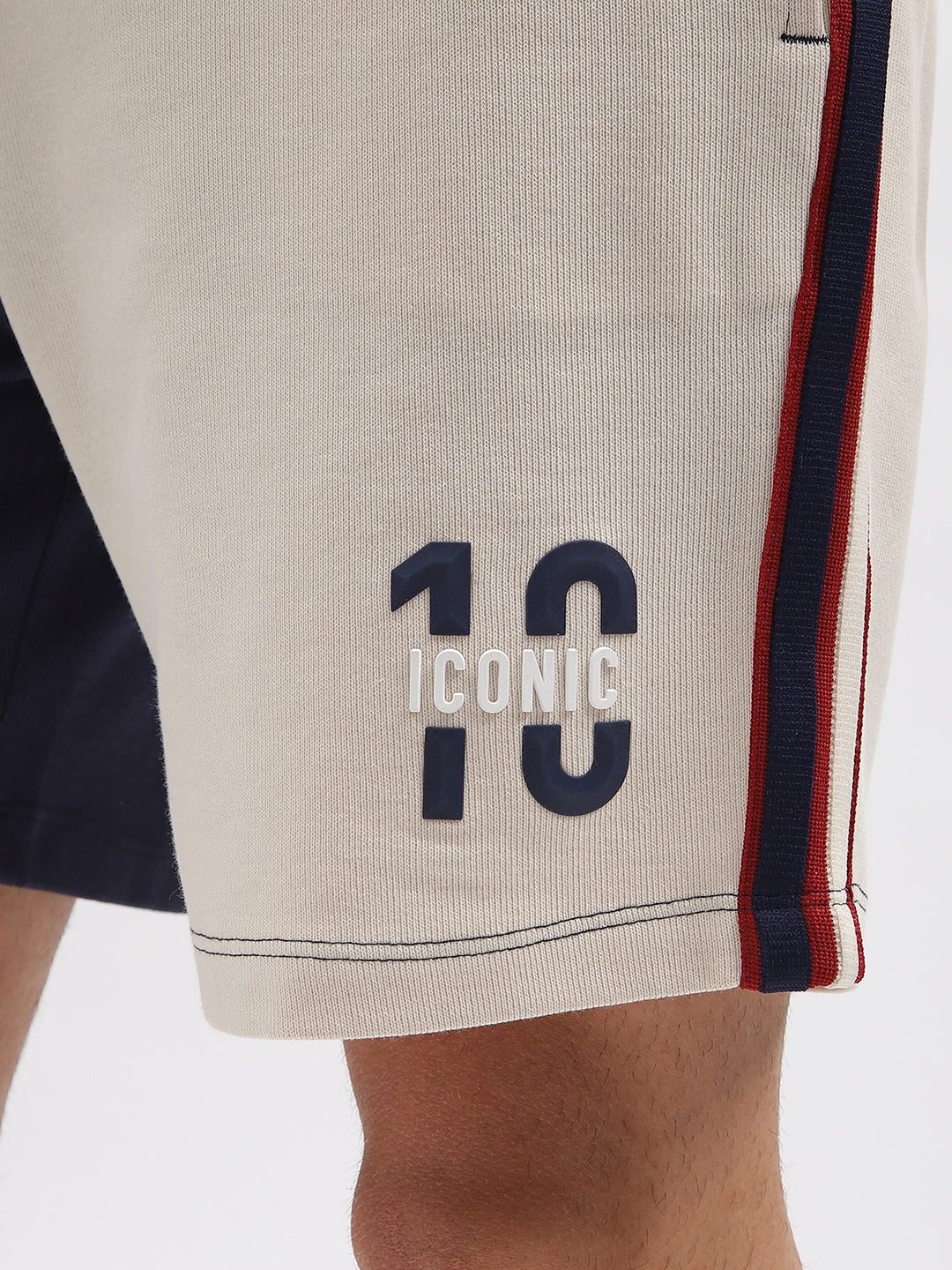 Iconic Men Navy Blue Colour blocked Regular Fit Mid-Rise Shorts