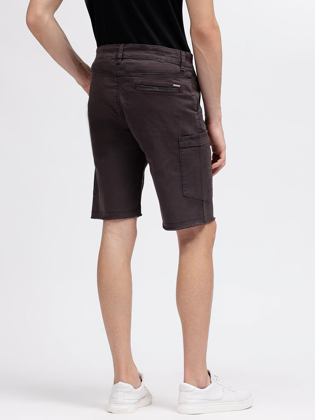Iconic Men Charcoal Solid Regular Fit Shorts