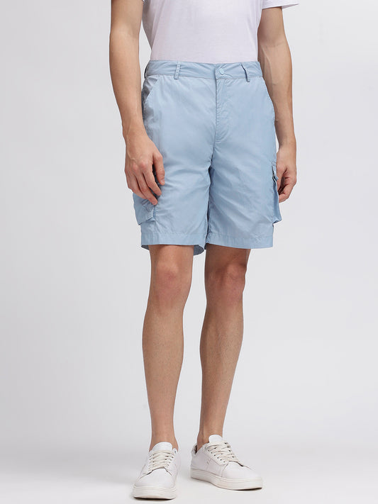 Iconic Men Blue Solid Regular Fit Shorts