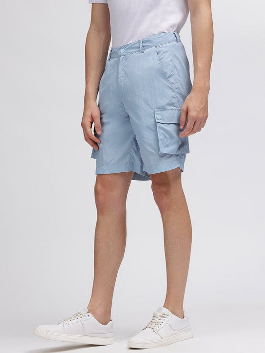 Iconic Men Blue Solid Regular Fit Shorts