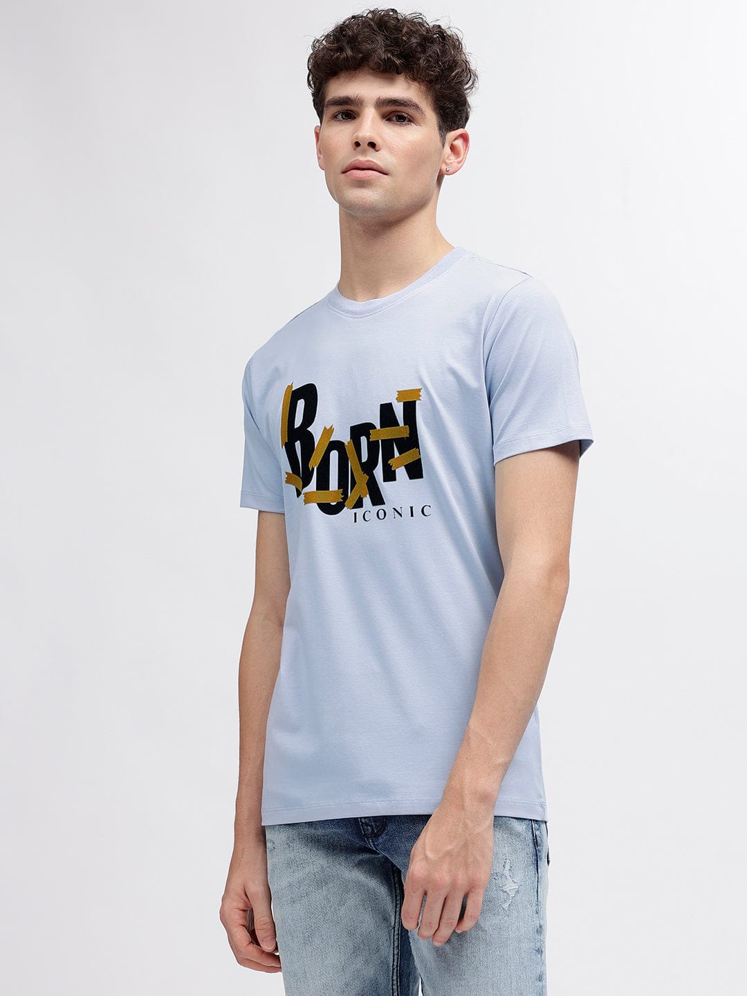 Iconic Men Blue Round Neck Tshirt