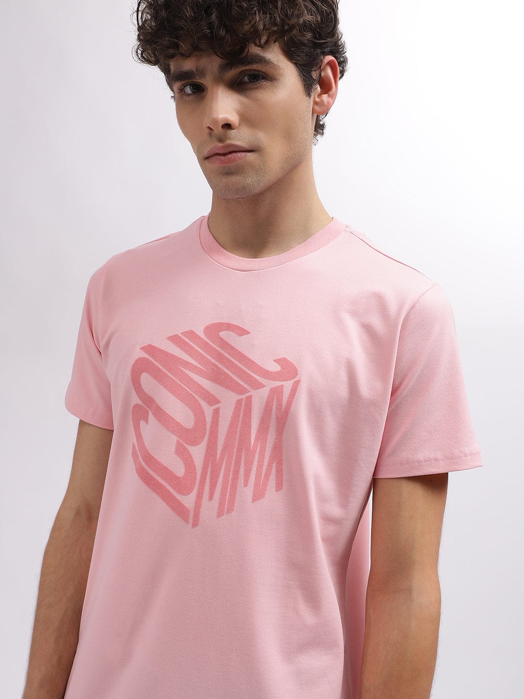 Iconic Men Pink Round Neck Tshirt