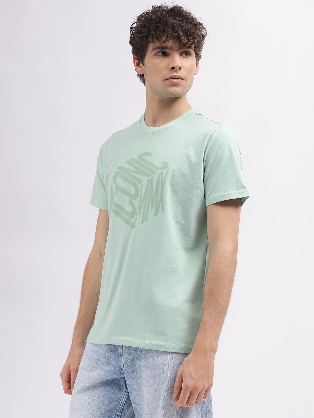 Iconic Men Green Round Neck Tshirt