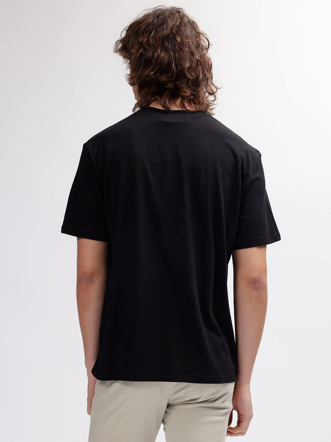 Just Cavalli Men Black Printed Round Neck Short Sleeves T-shirt