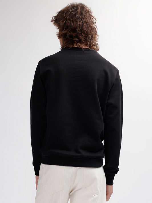 Just Cavalli Men Black Printed Round Neck Full Sleeves Sweatshirt