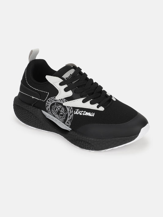 Just Cavalli Men Black Printed Lace-up Sneakers