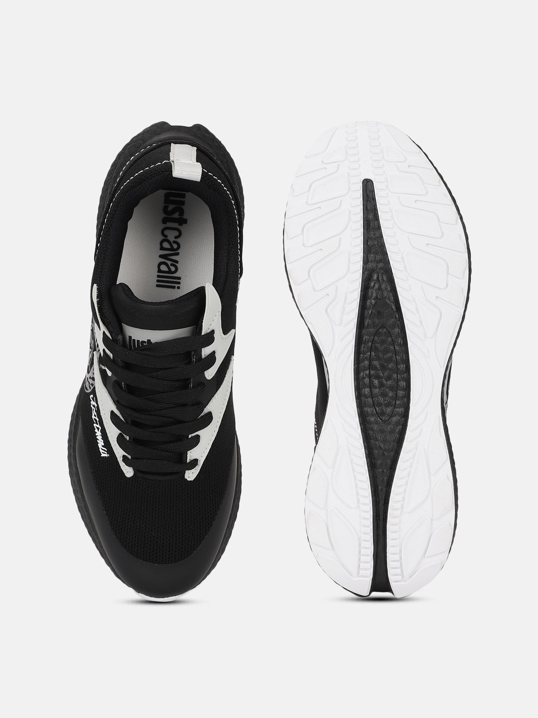 Just Cavalli Men Black Printed Lace-up Sneakers