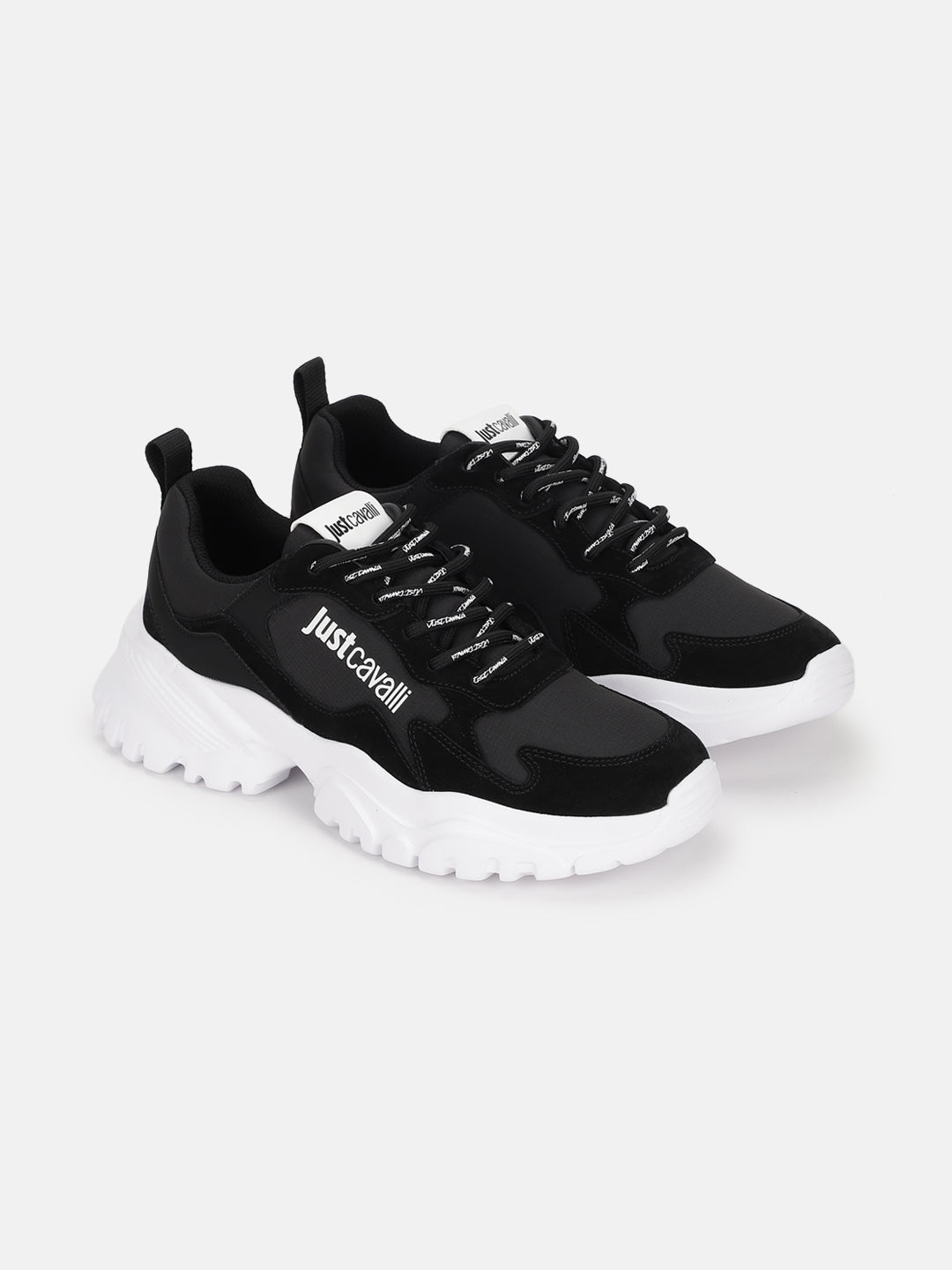 Just Cavalli Men Black Solid Lace-up Sneakers