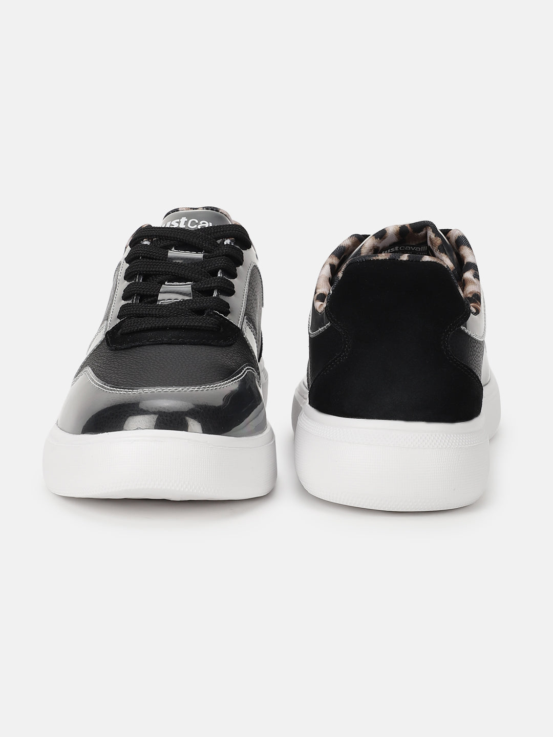 Shop Just Cavalli Women Black Solid Lace-up Sneakers Online