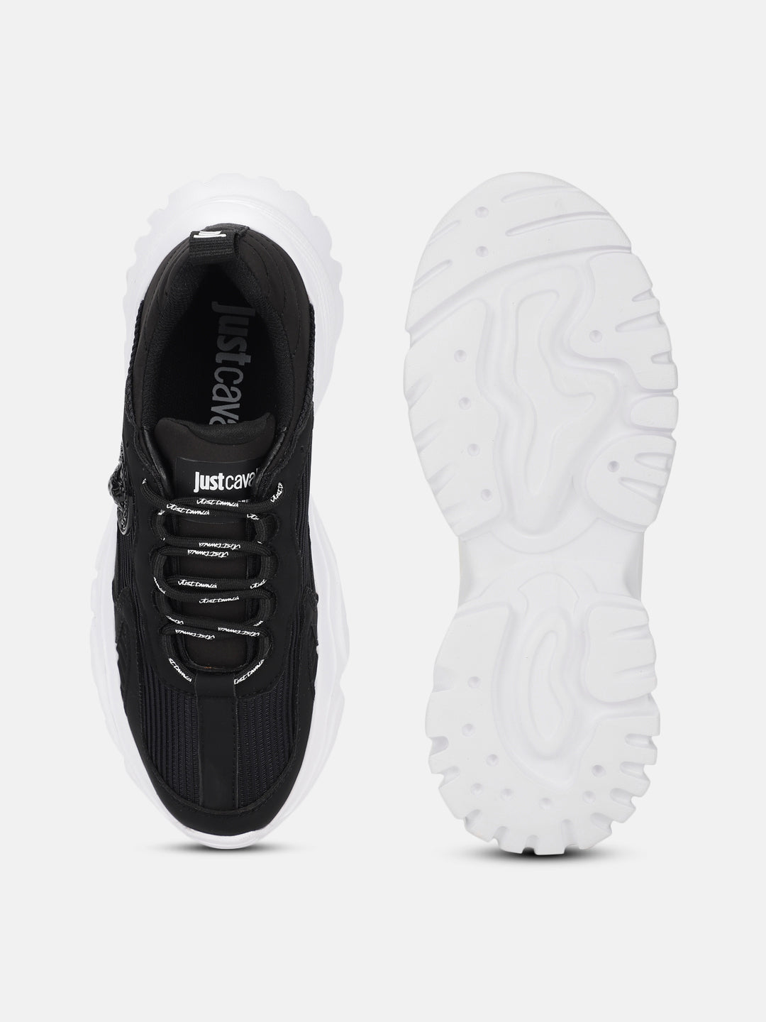 Just Cavalli Women Black Solid Lace-up Sneakers