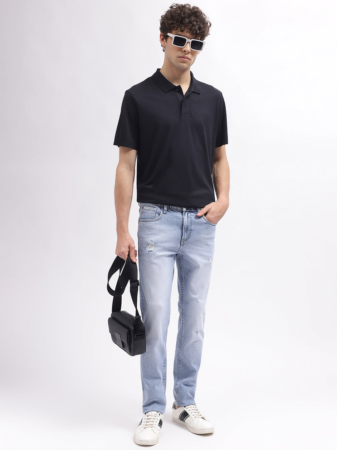 Lindbergh Men Blue Solid Slim Fit Mid-Rise Jeans