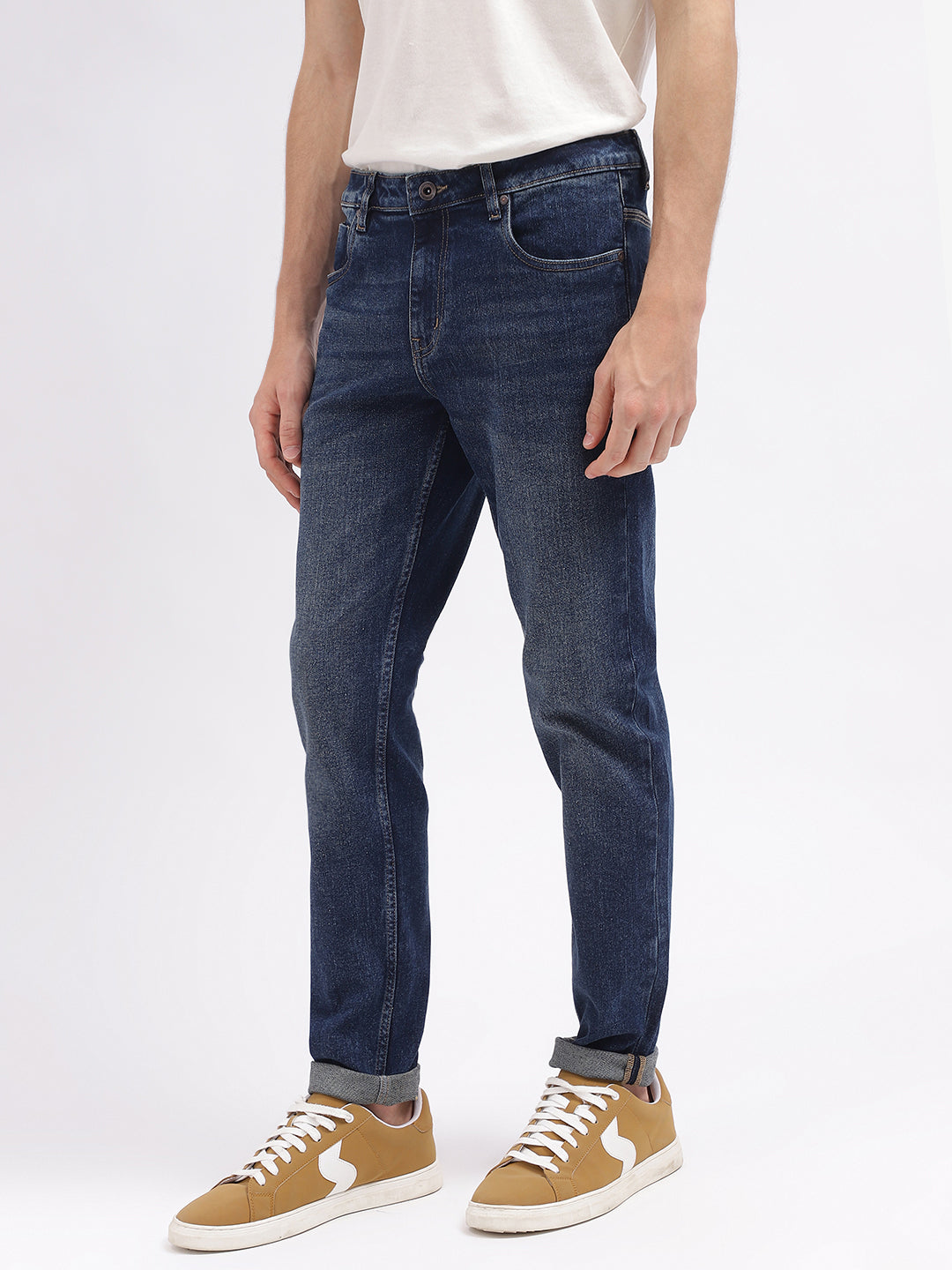Lindbergh Men Blue Solid Slim Fit Mid-Rise Jeans