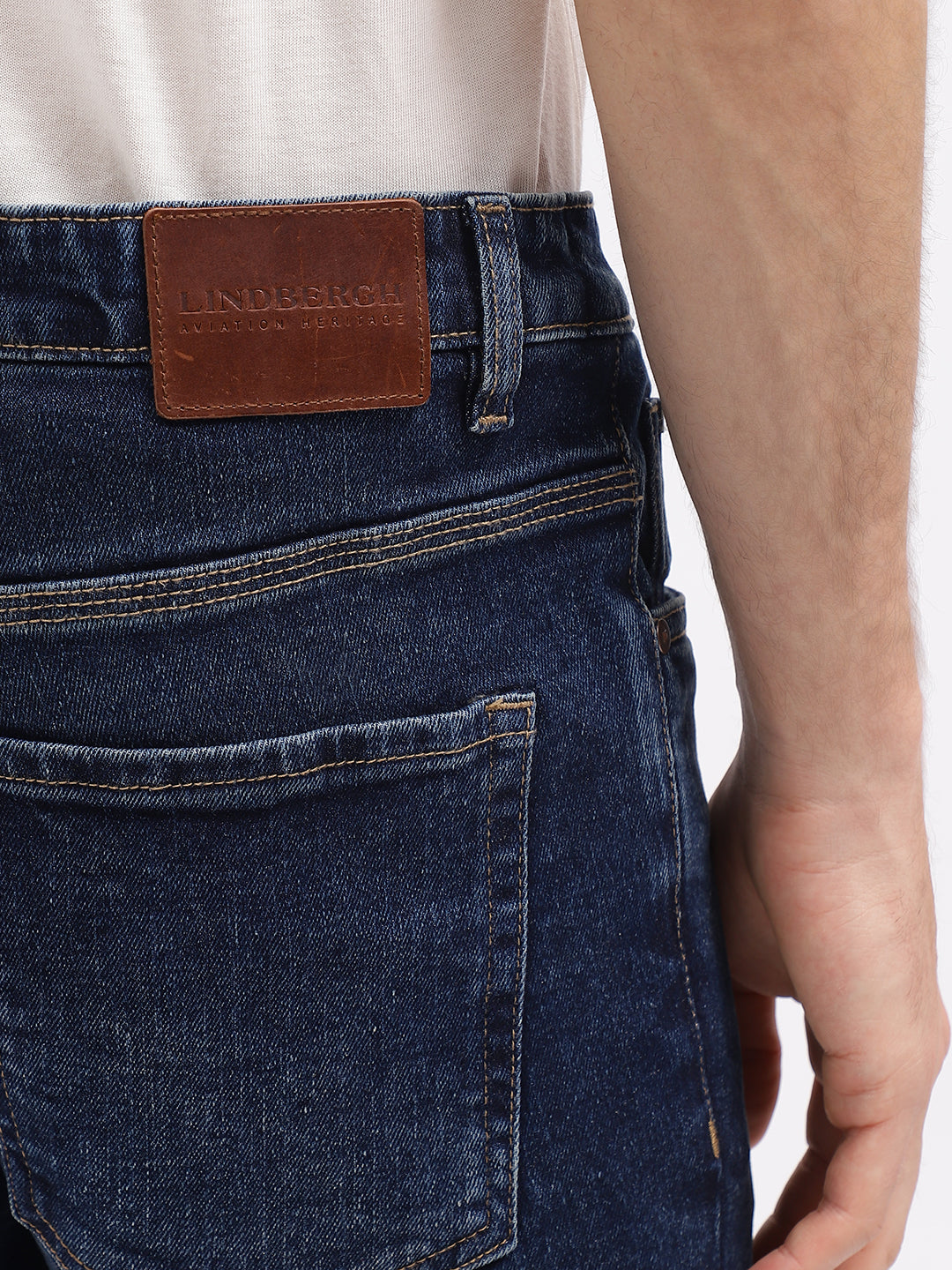 Lindbergh Men Blue Solid Slim Fit Mid-Rise Jeans