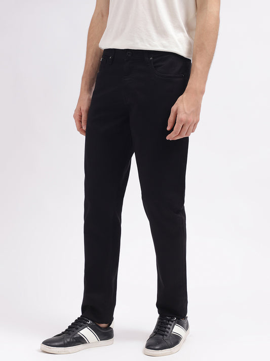 Lindbergh Men Black Solid Tapered Fit Mid-Rise Jeans