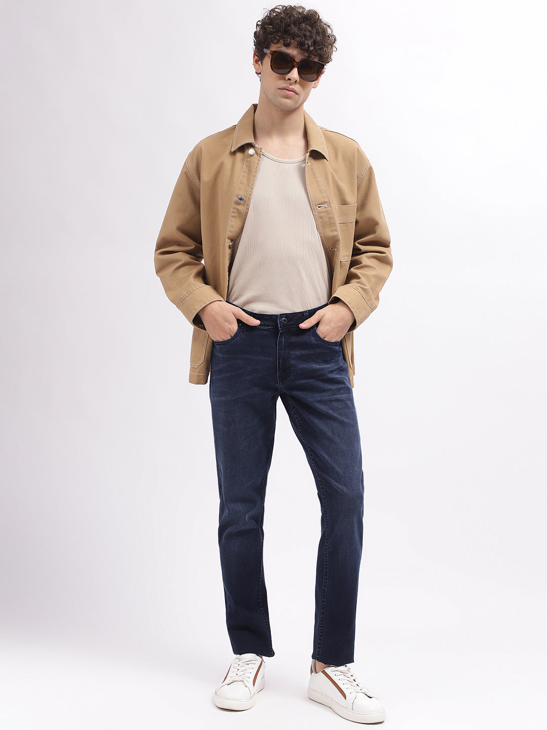 Lindbergh Men Blue Solid Tapered Fit Mid-Rise Jeans