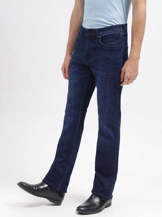 Lindbergh Men Blue Solid Bootcut Mid-Rise Jeans