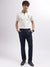 Iconic Men Navy Blue Solid Regular Fit Mid-Rise Trouser