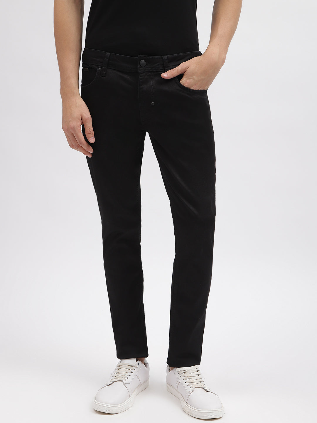 Antony Morato Men Black Solid Tapered Fit Mid-Rise Jeans