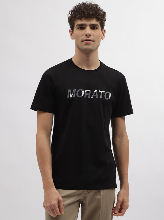 Antony Morato Men Black Printed Round Neck Short Sleeves Tshirt